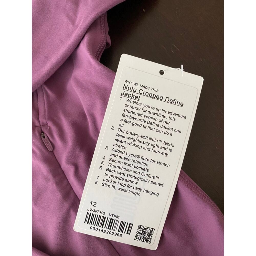 NWT Lululemon Cropped Define Nulu Jacket VTPM Sz 12 - Picture 2 of 7